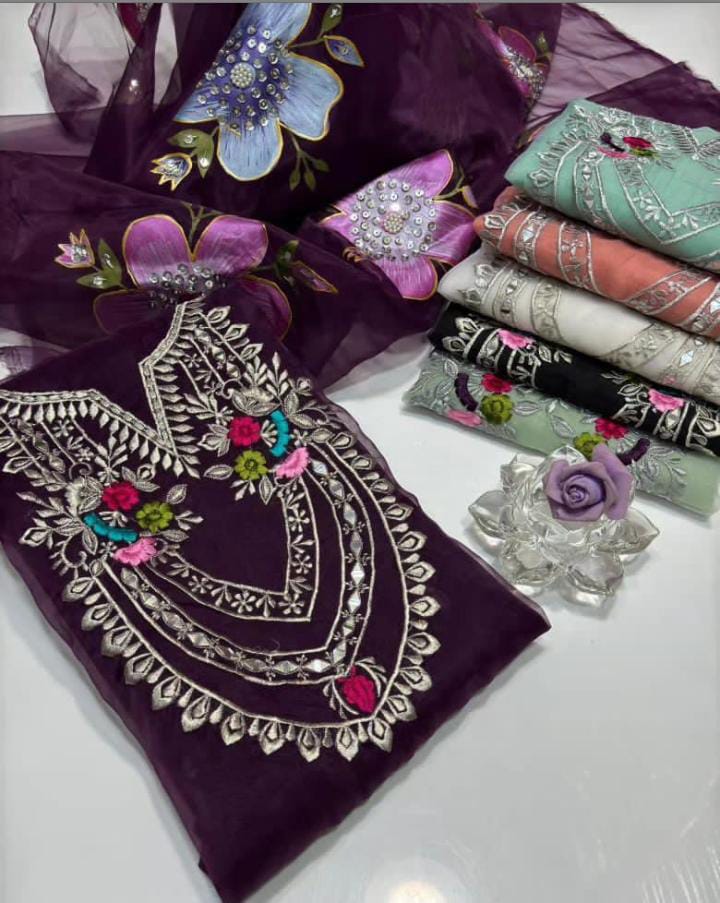 Luxe Mirror & Tilla Embroidered Organza Set (2-Pc)