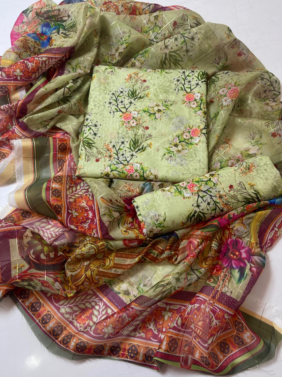 Summer Luxe Jacquard Digital Print 3PC Suit