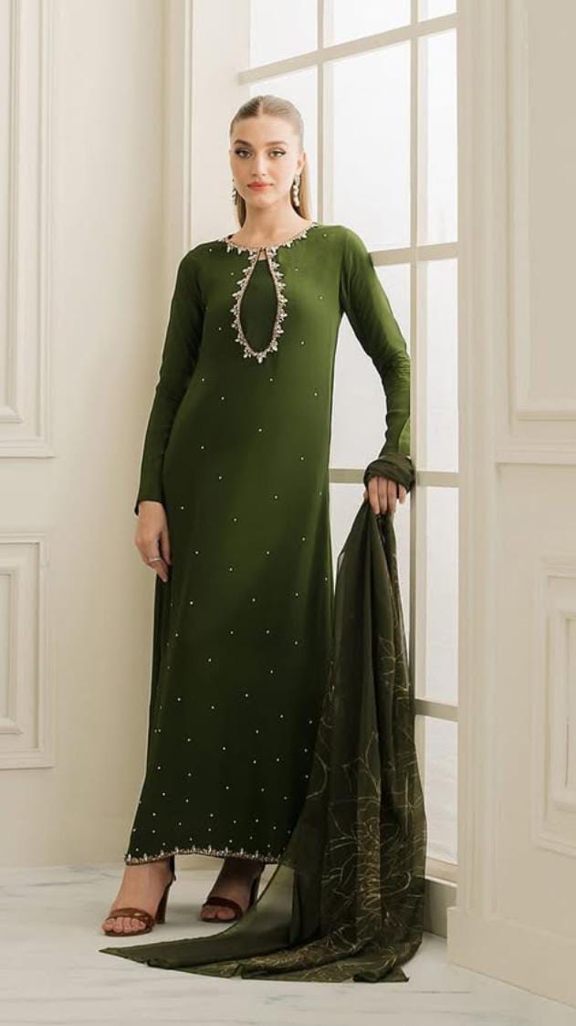 Luxe Shamooz Silk & Organza Embroidered Ensemble
