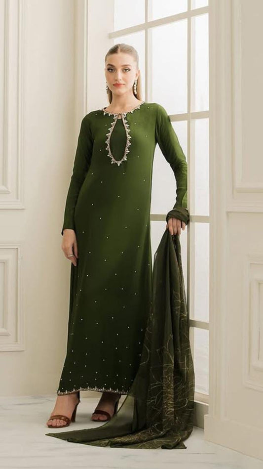 Luxe Shamooz Silk & Organza Embroidered Ensemble