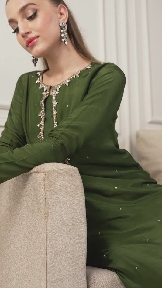 Luxe Shamooz Silk & Organza Embroidered Ensemble